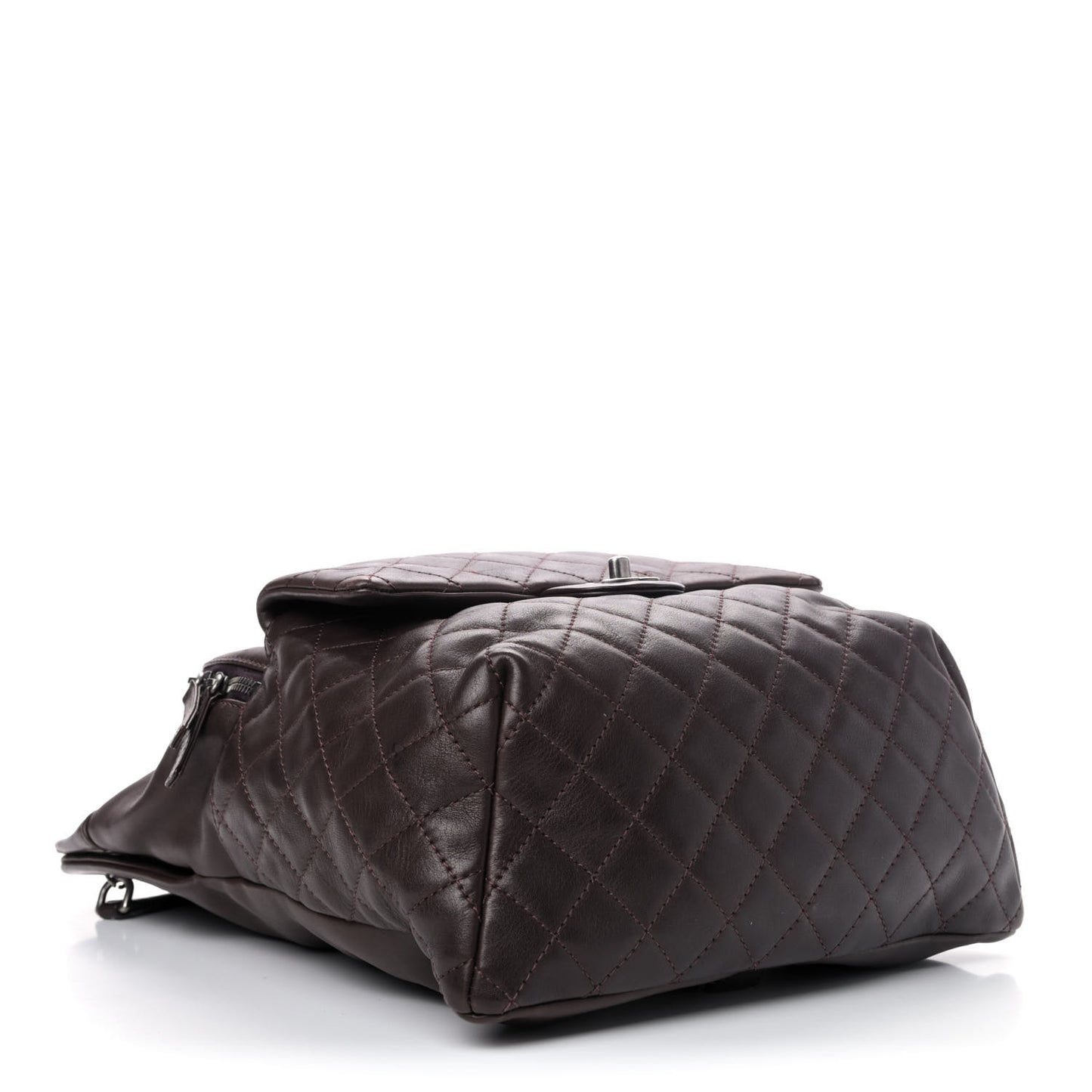 Lambskin Quilted Drawstring Backpack Brown