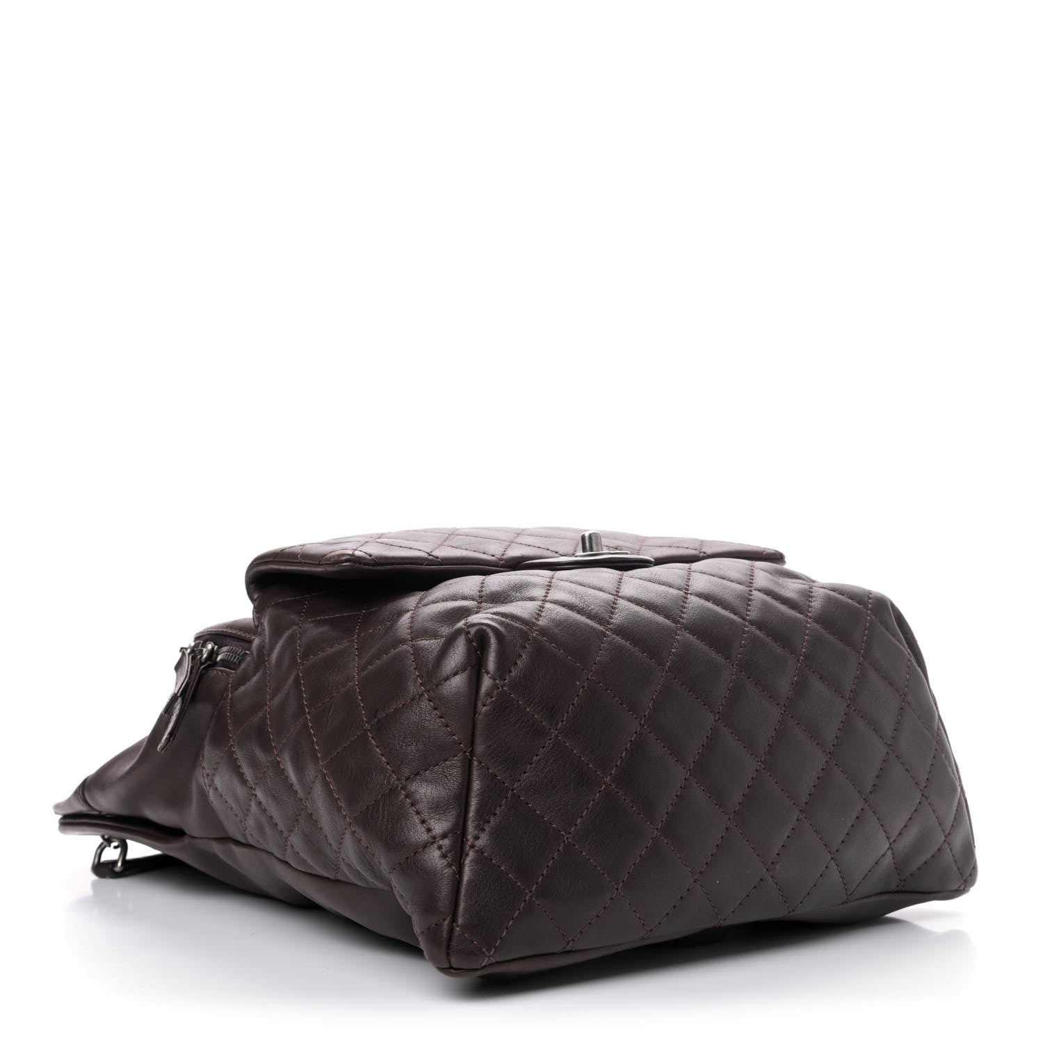Chanel Lambskin Quilted Drawstring Backpack Brown 3 of 4