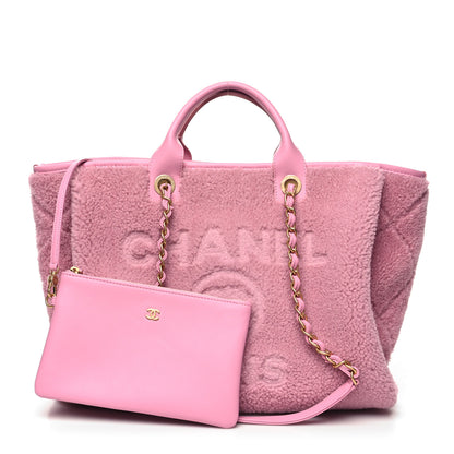 Chanel Shearling Lambskin Medium Deauville Tote Pink 1 of 14