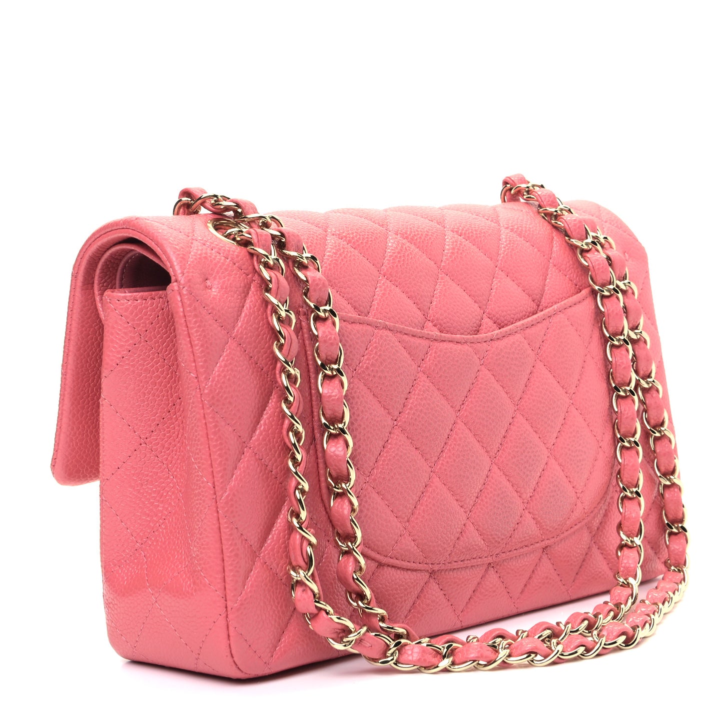 Caviar Quilted Medium Double Flap Pink