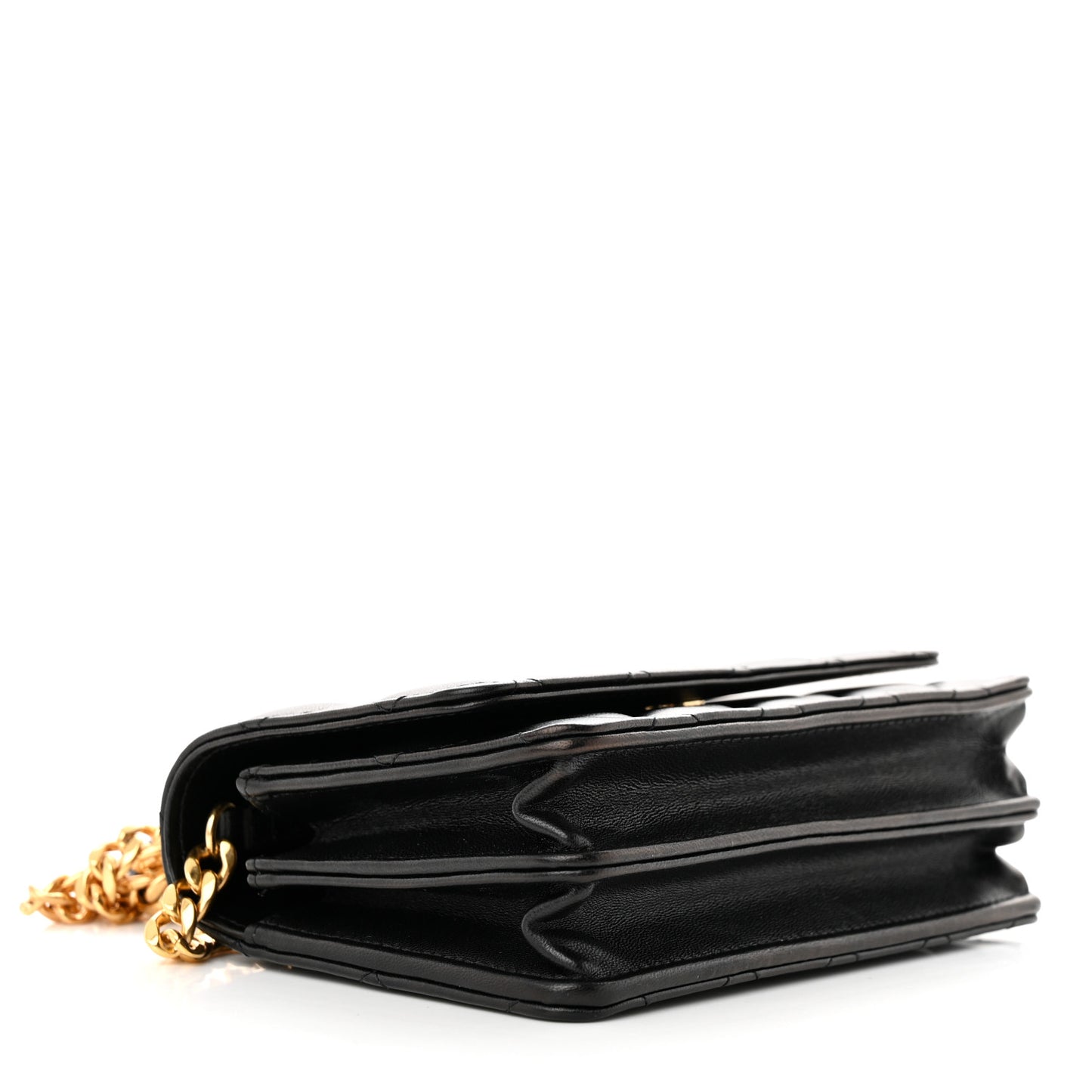 Lambskin Quilted CC Pearl Enamel Clutch on Chain WOC Black