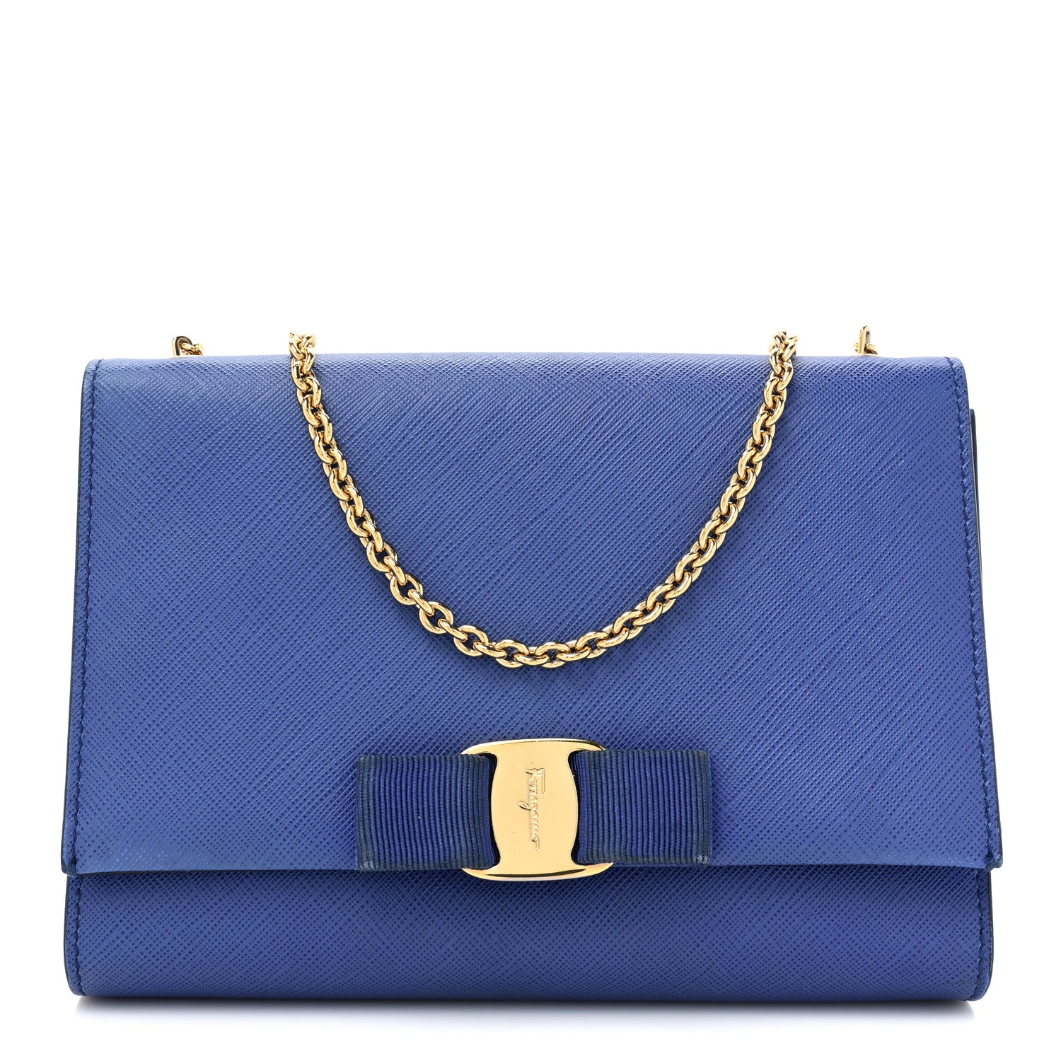 Salvatore Ferragamo Printed Calfskin Ginny Shoulder Bag Blue 1 of 14