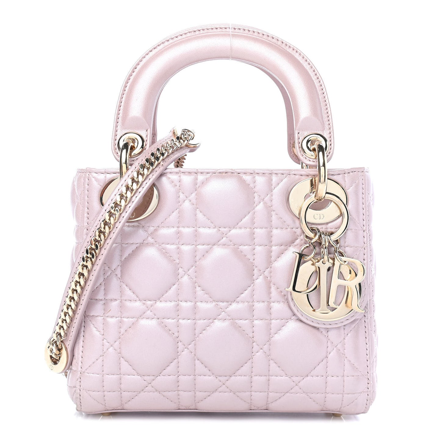 Metallic Lambskin Cannage Mini Lady Dior Lotus