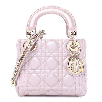 Christian Dior Metallic Lambskin Cannage Mini Lady Dior Lotus 1 of 12