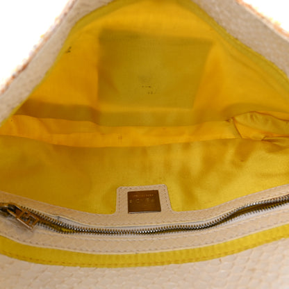 Fendi Sequin Paillettes Snakeskin Baguette White 5 of 13