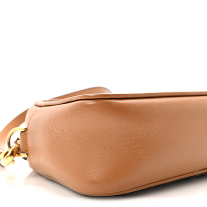 Fendi Glazed Fabric Vitello Century FF 1974 Stamp Patch Mini Camera Case Mogano Panna Caramello 9 of 10