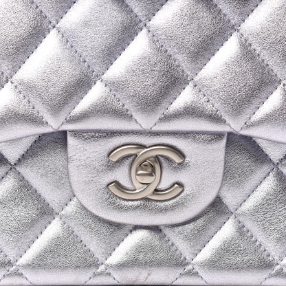 Chanel Metallic Lambskin Quilted Jumbo Double Flap Light Purple 11 of 11