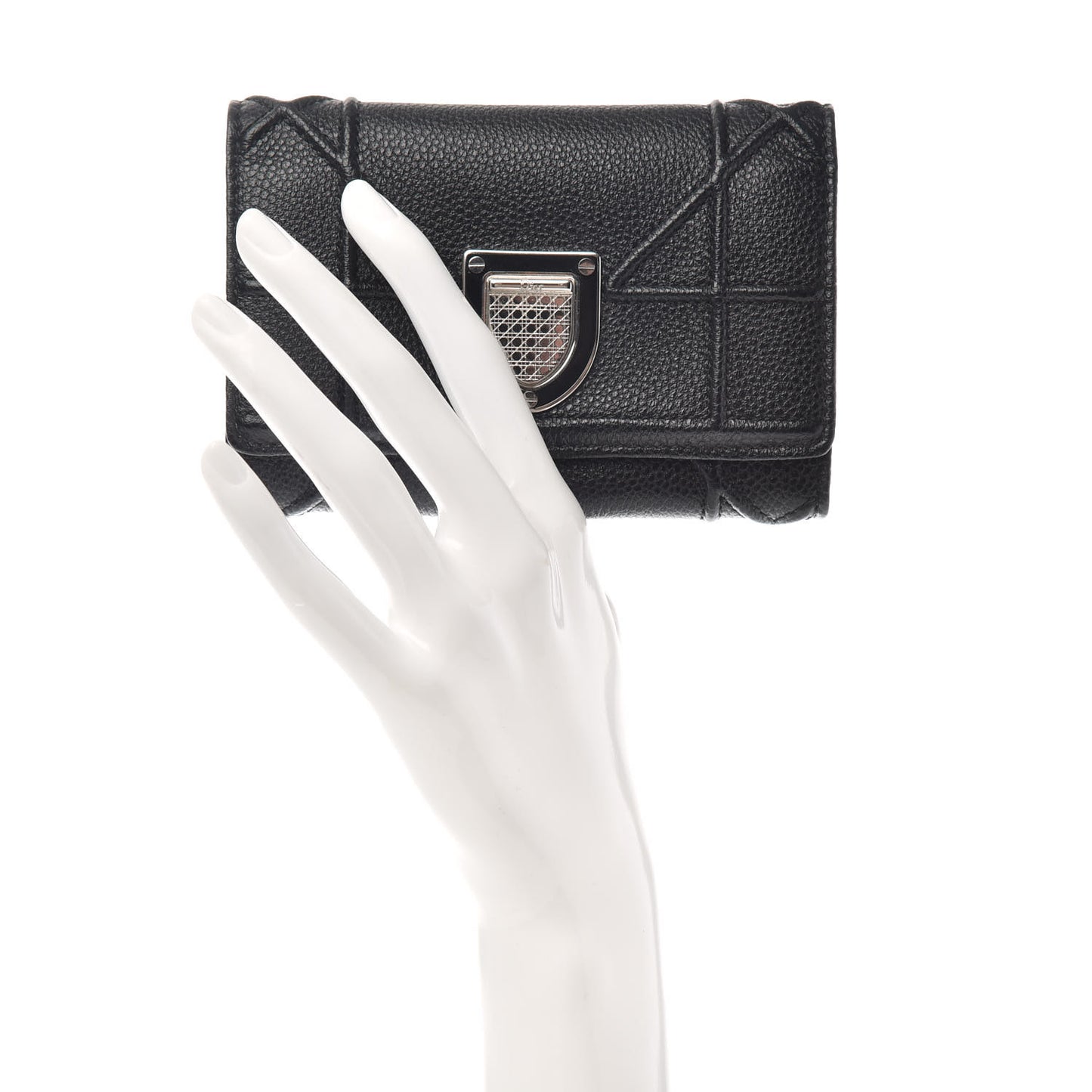 Grained Calfskin Cannage Diorama Elancee Wallet Black