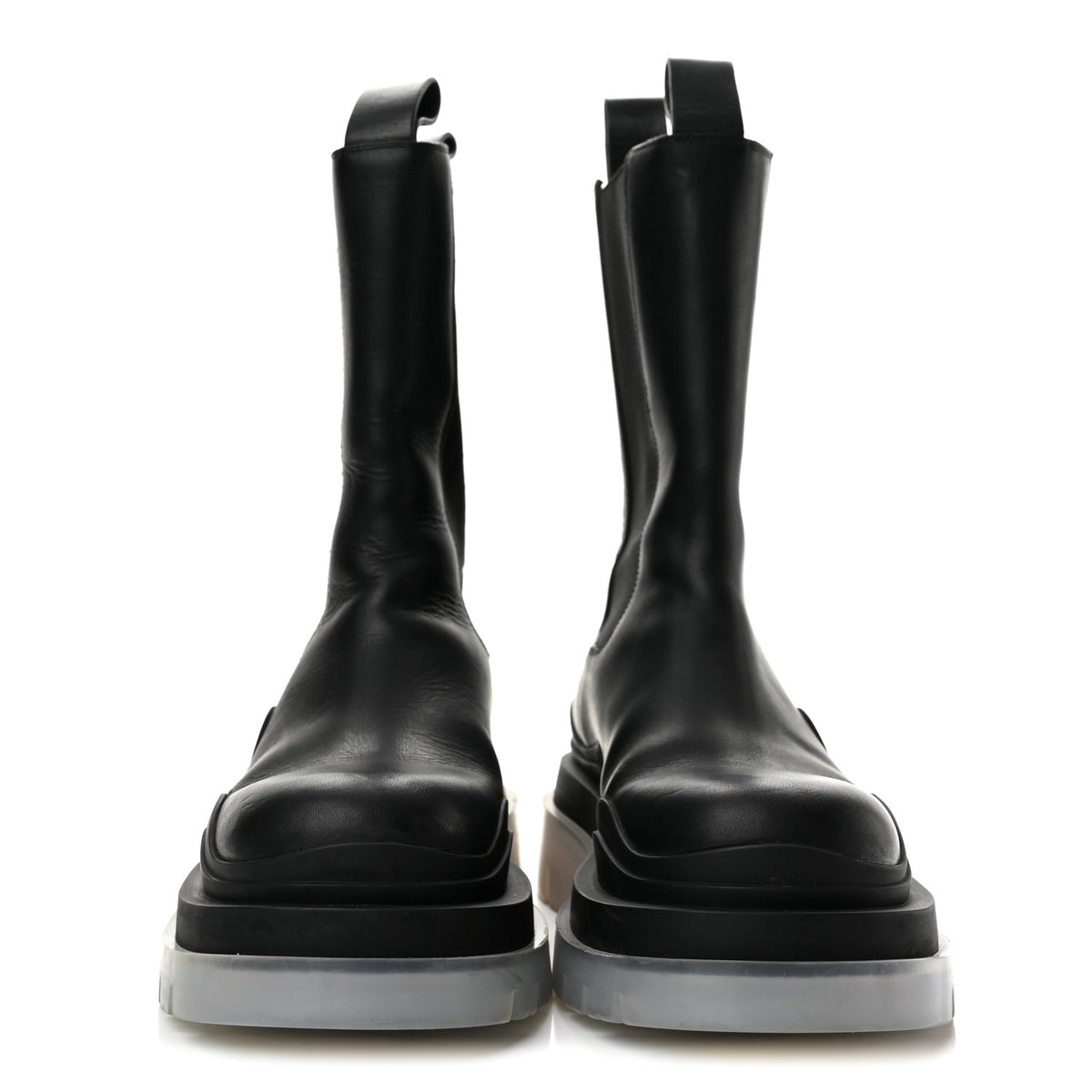 Calfskin The Tire Chelsea Boots 36 Black Transparent