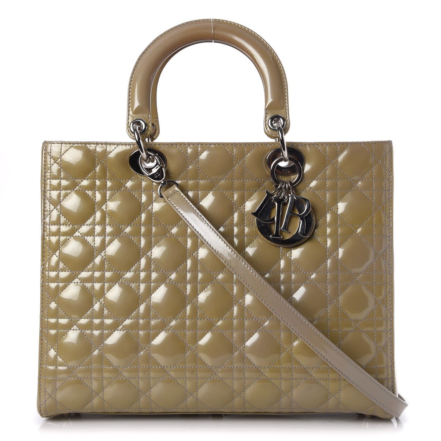 Patent Cannage Large Lady Dior Grey