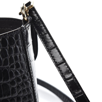 Givenchy Calfskin Crocodile Embossed Small Nobile Shoulder Bag Black 10 of 10