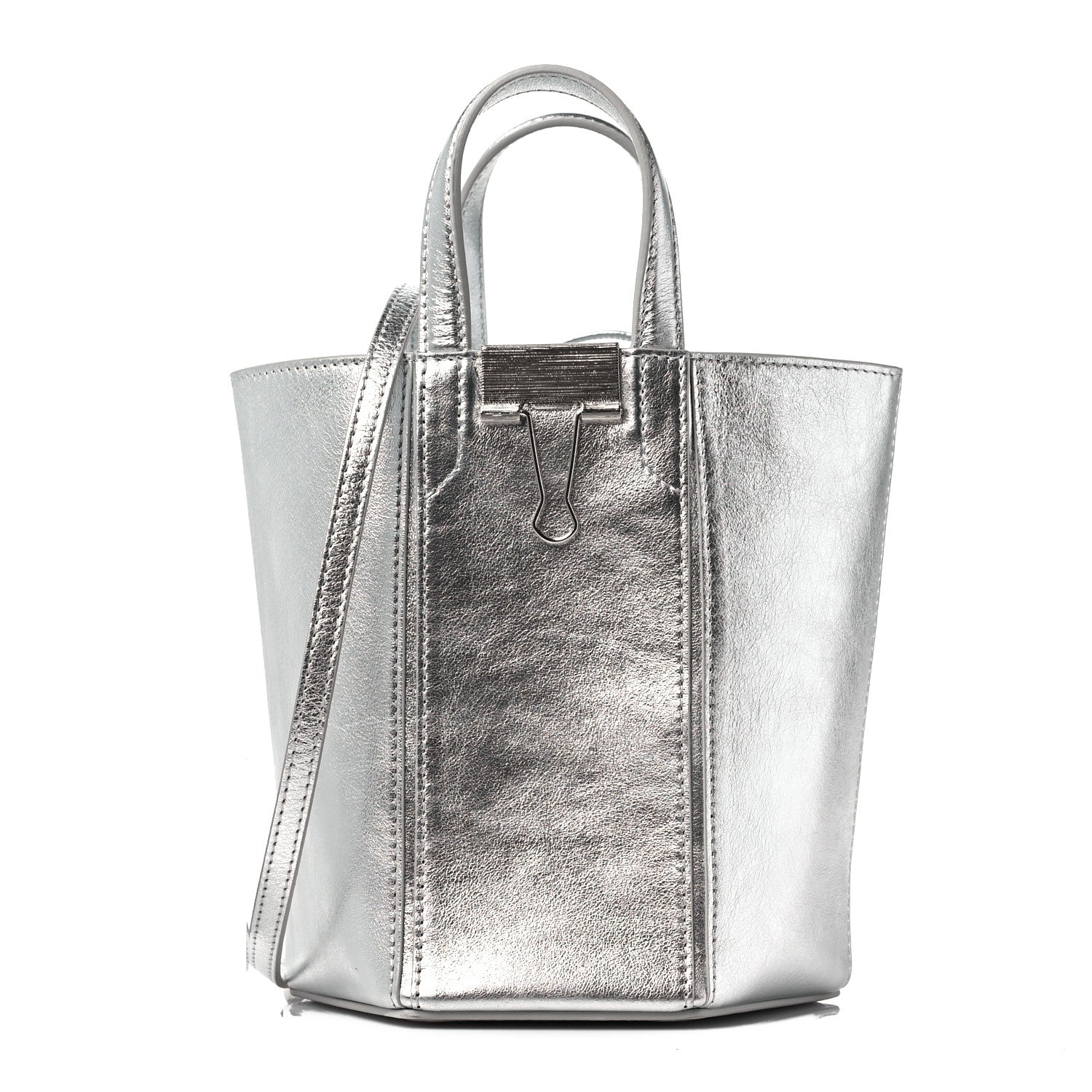 Off-White Laminated Calfskin Allen Bucket Bag Silver 1 of 8