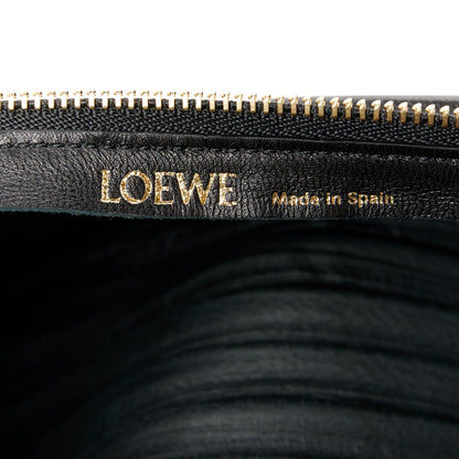 Loewe Lambskin Pleated Bracelet Pouch Shoulder Bag Black 6 of 10