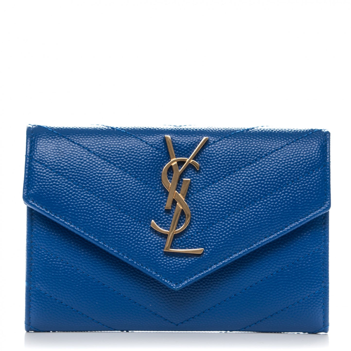 Grain De Poudre Matelasse Chevron Small Monogram Envelope Wallet Royal Blue