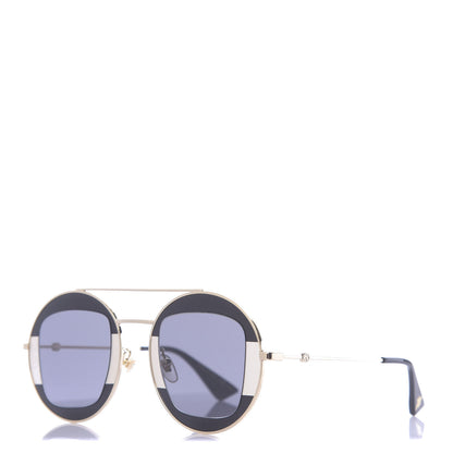 Gucci Round Frame Sylvie Web Sunglasses GG0105S Black 1 of 9