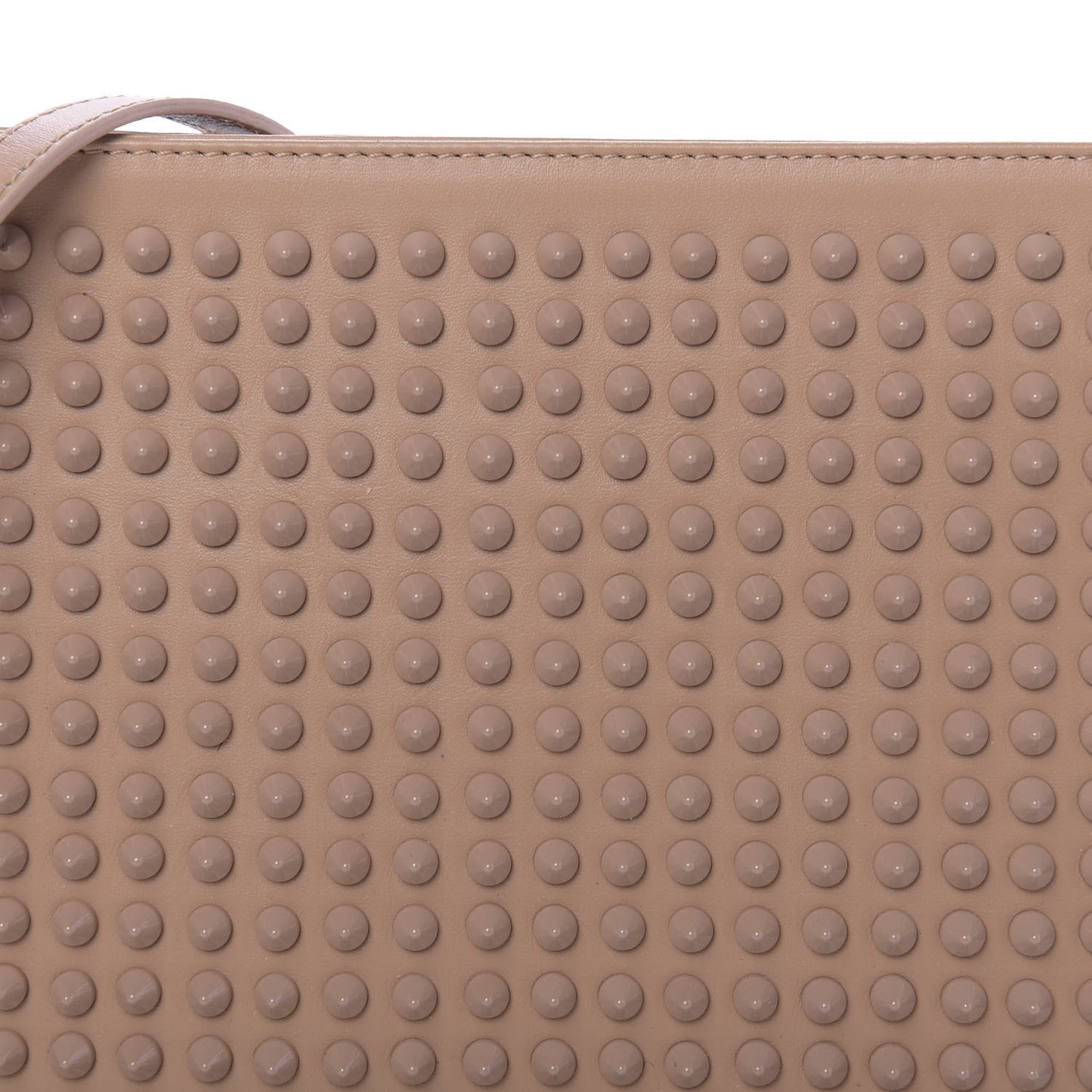 Calfskin Studded Loubiposh Chain Clutch Nude