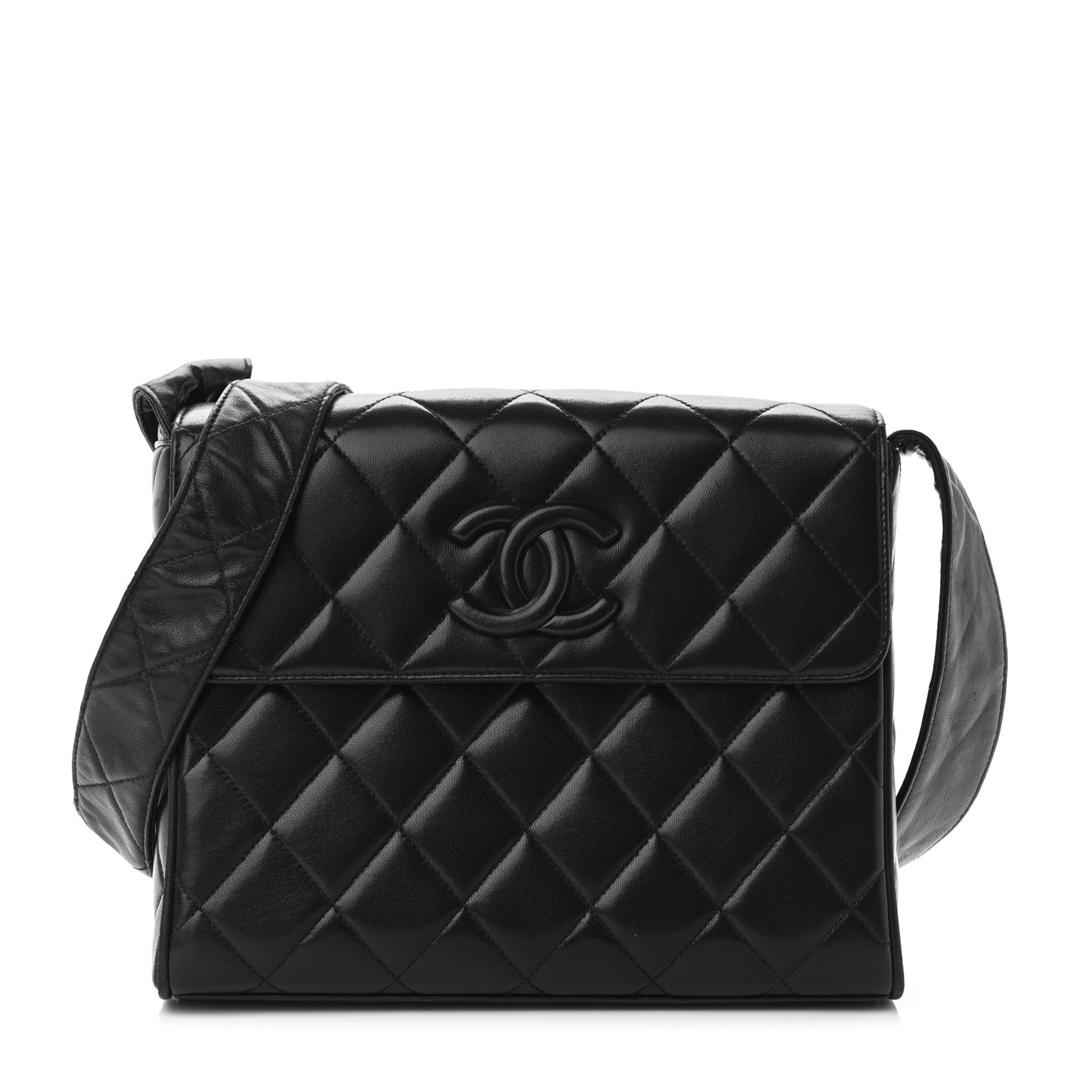 Chanel Lambskin Quilted CC Single Flap Shoulder Bag Black 1 of 11