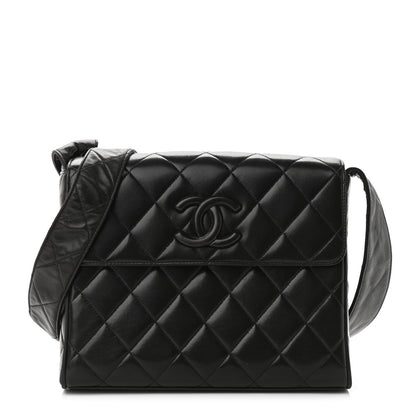 Chanel Lambskin Quilted CC Single Flap Shoulder Bag Black 1 of 11
