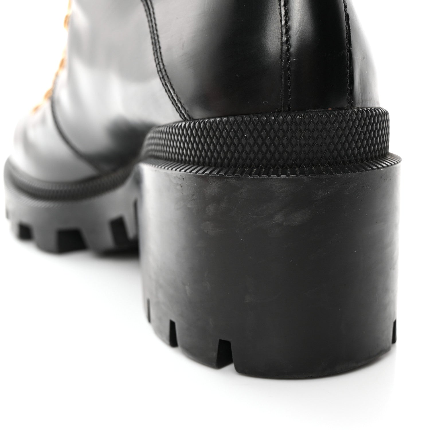Gucci Calfskin Sylvie Web Womens Lace Up Combat Boots 39 Black 12 of 21