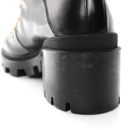 Gucci Calfskin Sylvie Web Womens Lace Up Combat Boots 39 Black 12 of 21