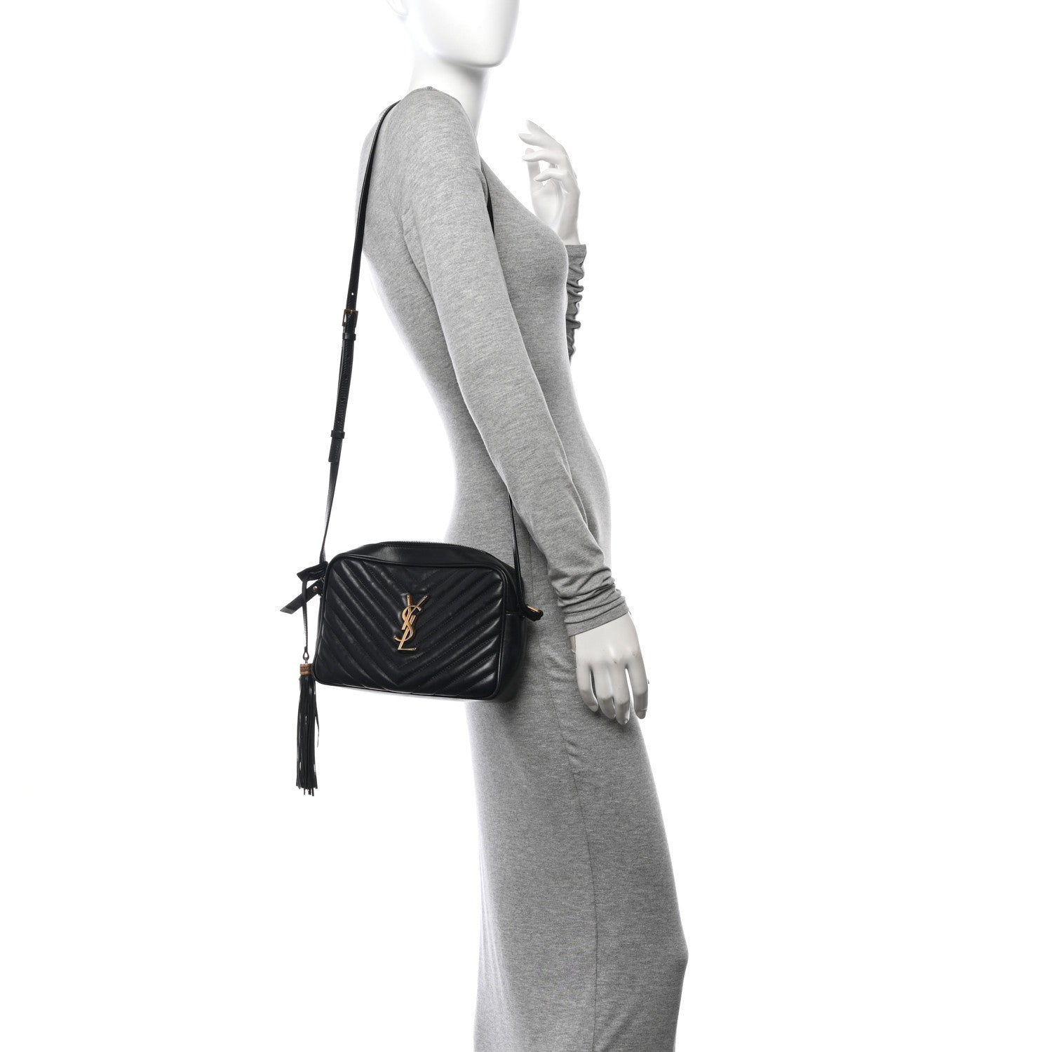 Saint Laurent Calfskin Matelasse Monogram Lou Camera Bag Black 2 of 14