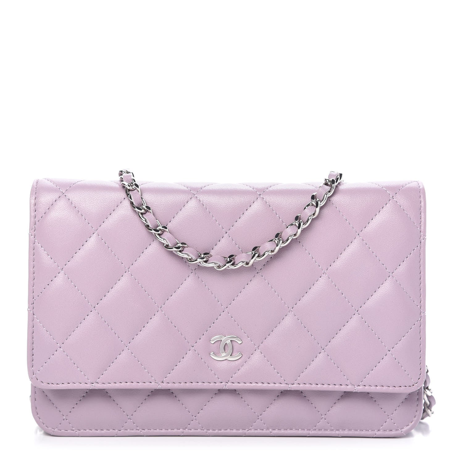 Chanel Lambskin Quilted Wallet On Chain WOC Light Purple 1 of 12