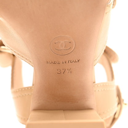 Chanel Goatskin CC Turnlock Sandals 37.5 Beige 6 of 11