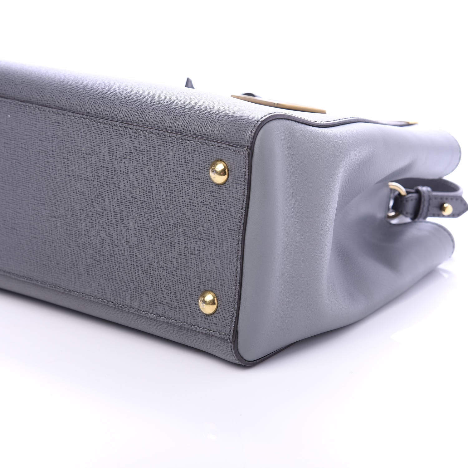 Fendi Vitello Elite Petite 2Jours Tote Grigio Grigio Chiaro 7 of 9