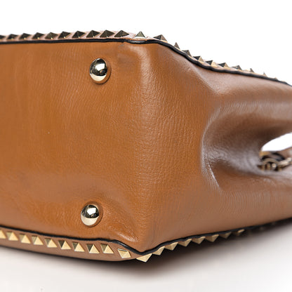 Valentino Garavani Textured Calfskin Medium Rockstud Tote Camel 14 of 14