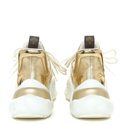 Louis Vuitton Metallic Calfskin Technical Nylon LV Archlight Sneakers 36.5 Gold White 4 of 24