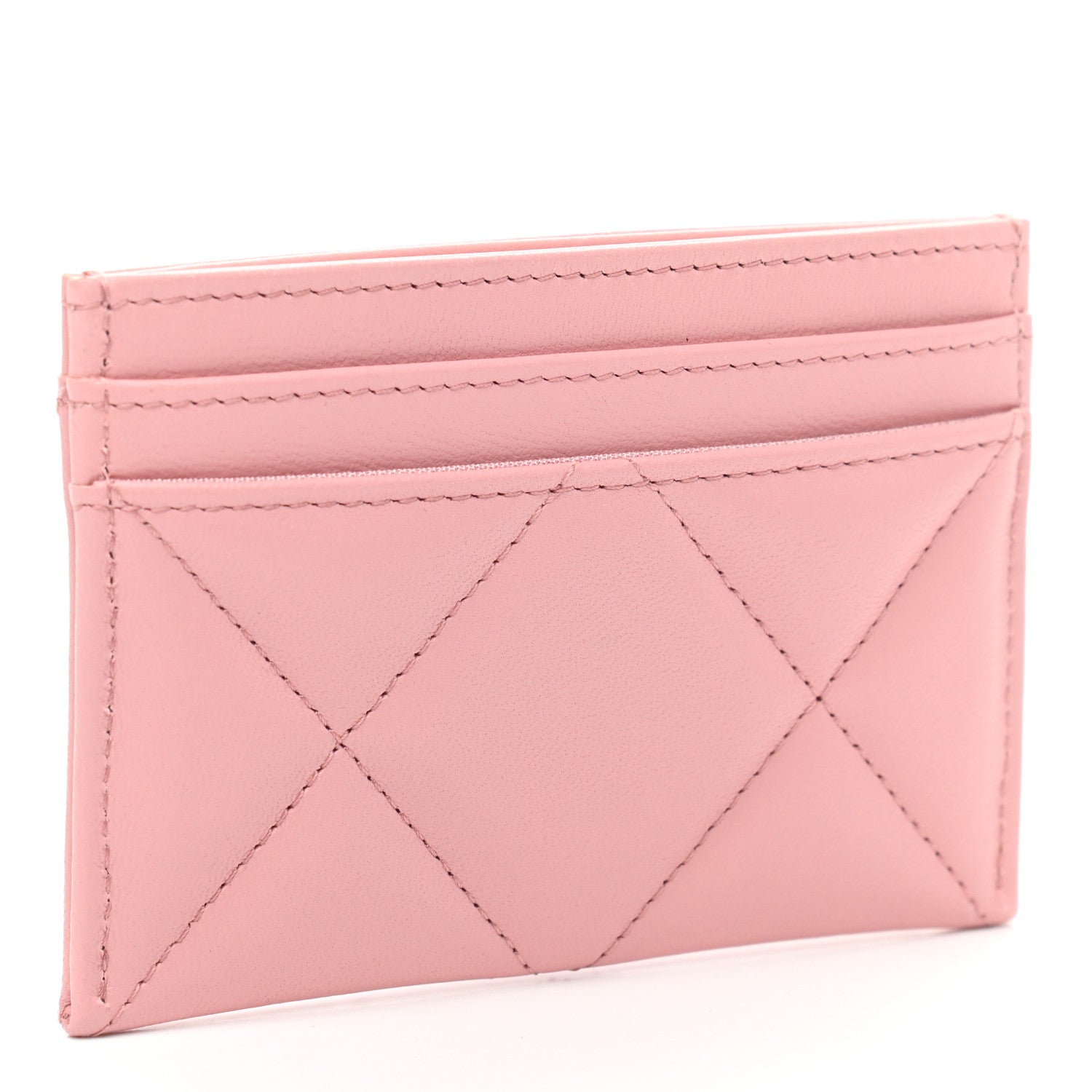 Chanel Lambskin Quilted Chanel 19 Card Holder Light Pink 3 of 8
