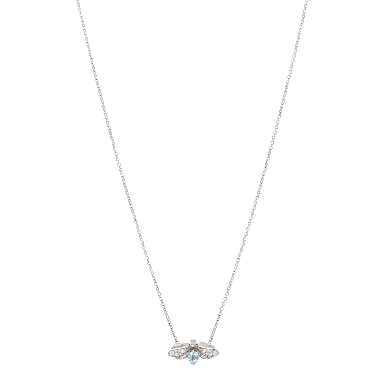 Tiffany Platinum Diamond Aquamarine Paper Flowers Firefly Pendant Necklace 1 of 5