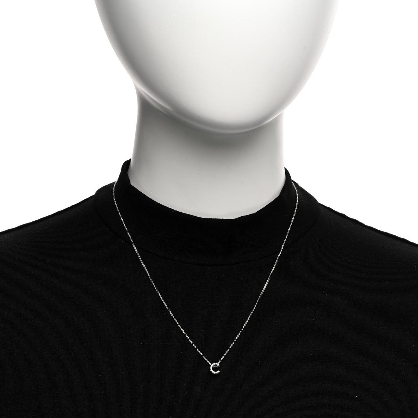 18K White Gold Diamond Love Letter C Pendant Necklace