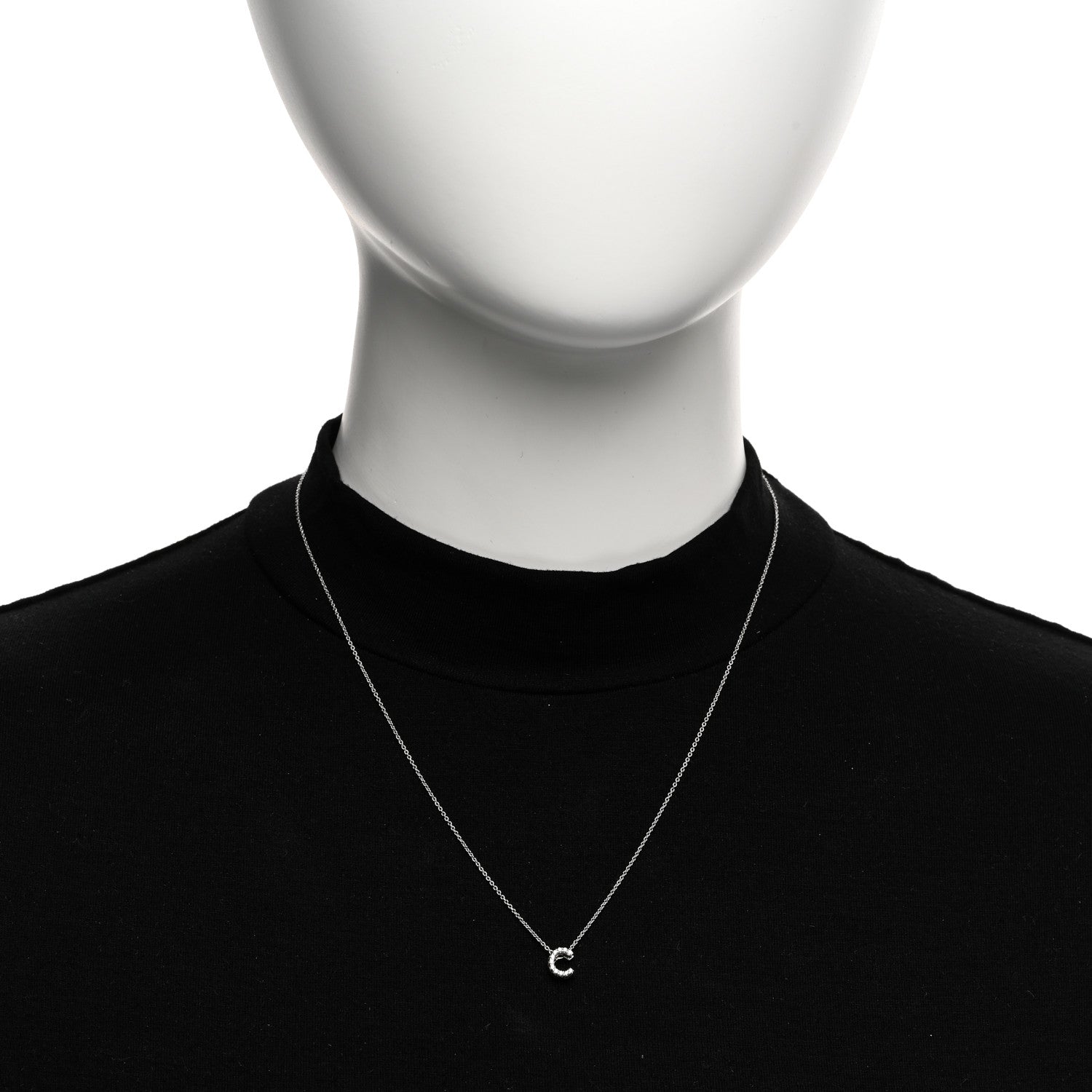 Roberto Coin 18K White Gold Diamond Love Letter C Pendant Necklace 2 of 5