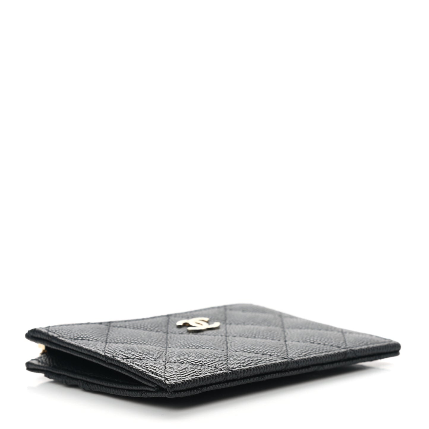 Caviar Quilted CC Zip Card Holder Black