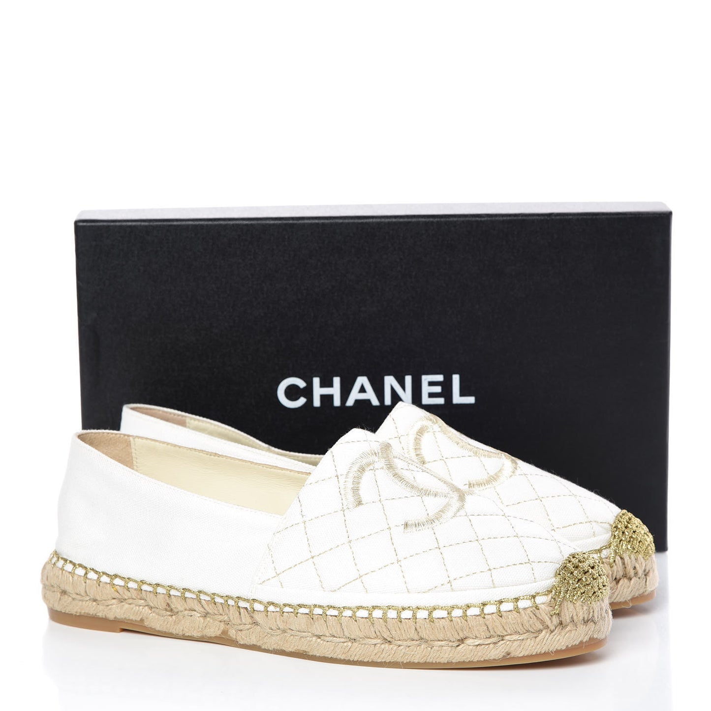 Fabric Biarritz CC Espadrilles 41 White Gold