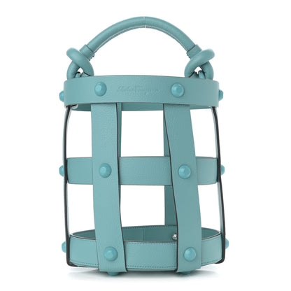 Salvatore Ferragamo Calfskin Cage Bag Tyrone Turquoise 3 of 12