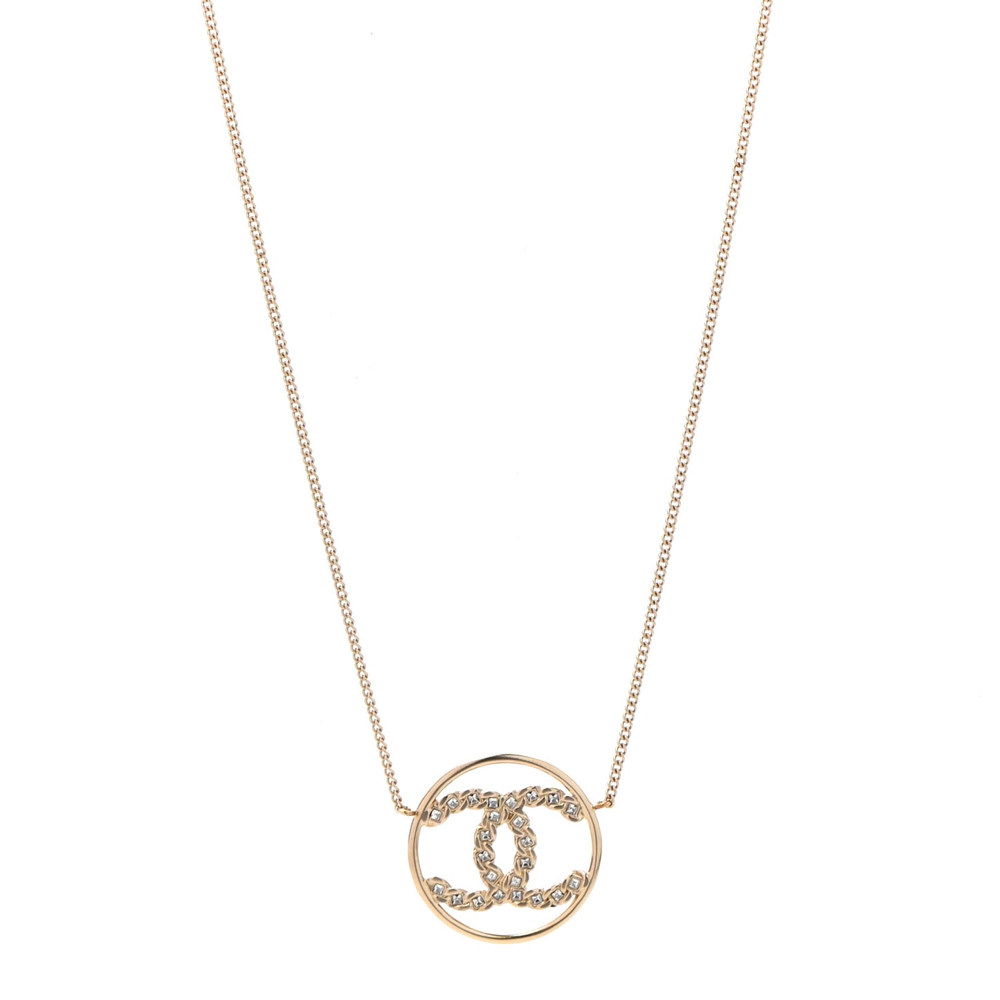 Baguette Crystal High Society CC Pendant Necklace Gold