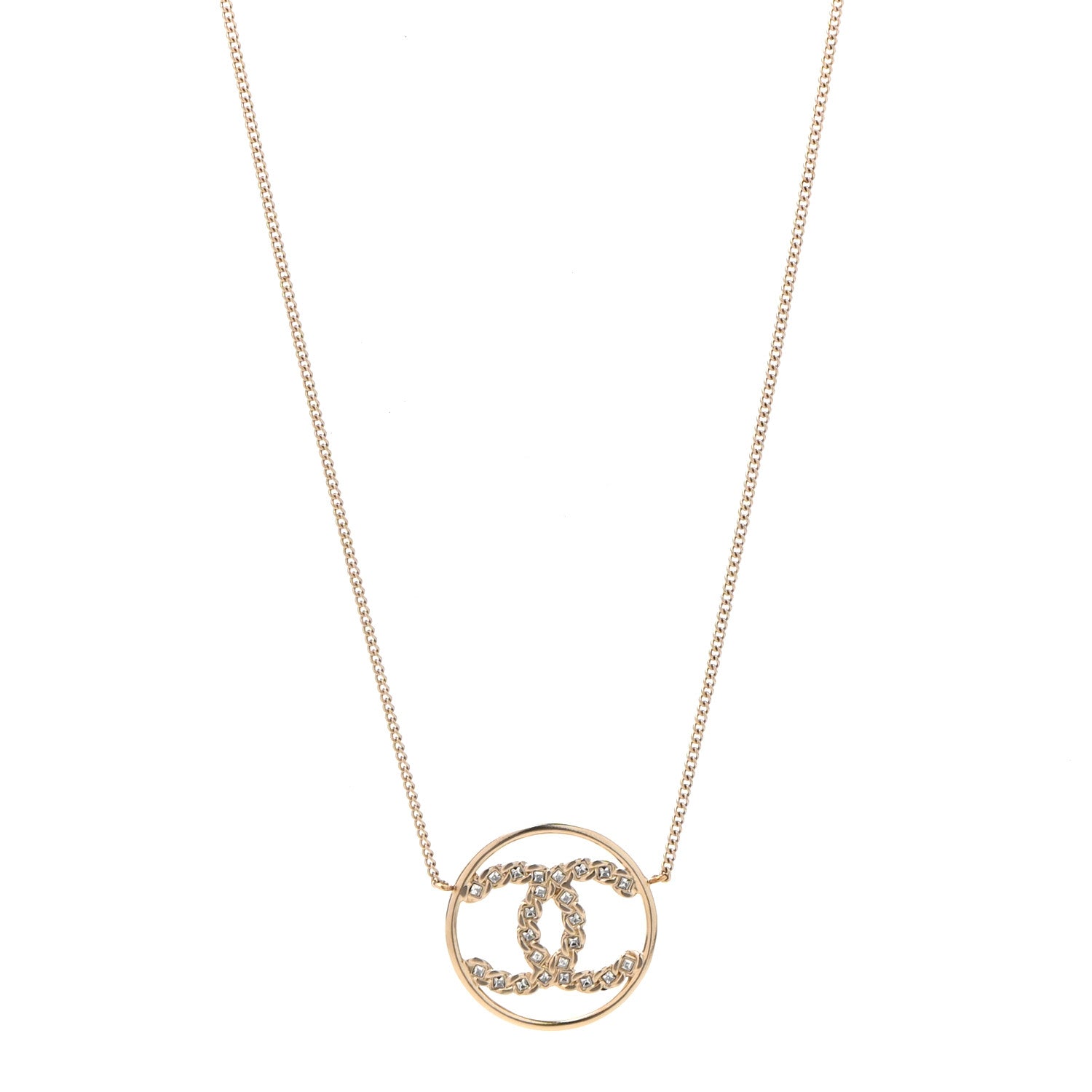 Chanel Baguette Crystal High Society CC Pendant Necklace Gold 1 of 7