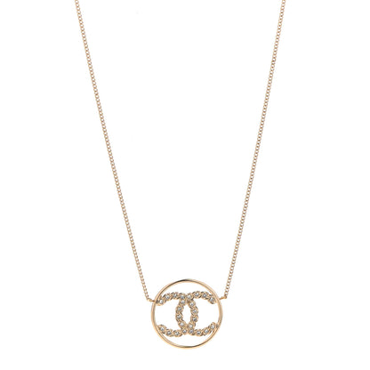 Chanel Baguette Crystal High Society CC Pendant Necklace Gold 1 of 7