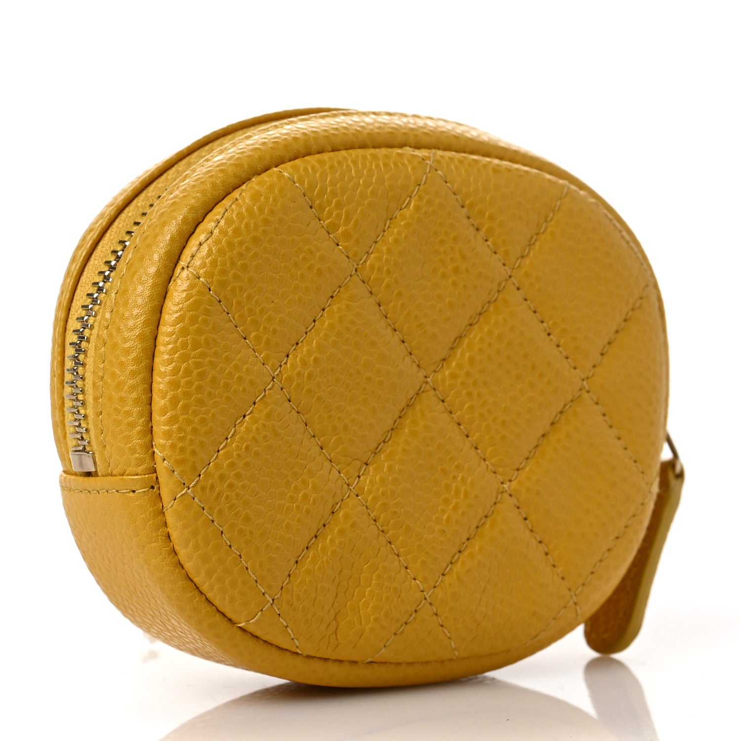 Chanel Caviar Quilted Zip Around Classic Coin Purse Yellow 3 of 7