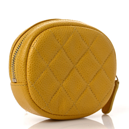 Chanel Caviar Quilted Zip Around Classic Coin Purse Yellow 3 of 7