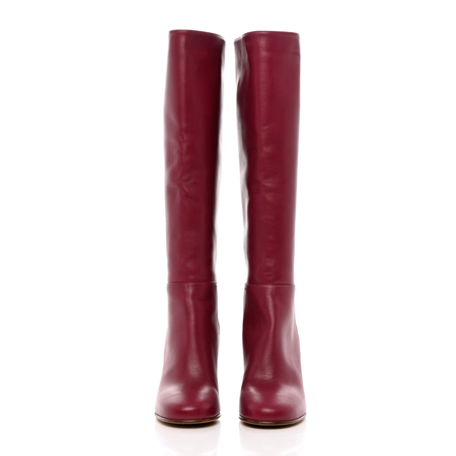 Valentino Garavani Calfskin Rockstud Tall Boots 37 Red 2 of 15