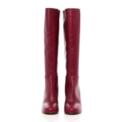 Valentino Garavani Calfskin Rockstud Tall Boots 37 Red 2 of 15