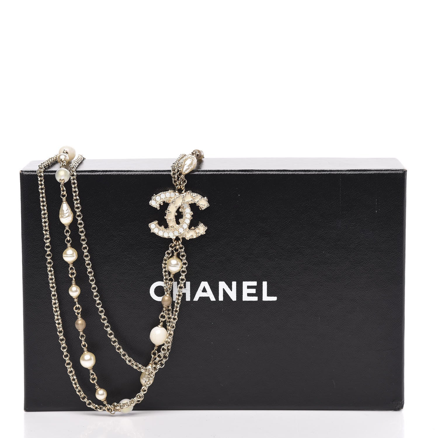Chanel Enamel Graduated Pearl CC Long Necklace Gold 5 of 5