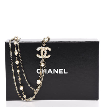 Chanel Enamel Graduated Pearl CC Long Necklace Gold 5 of 5