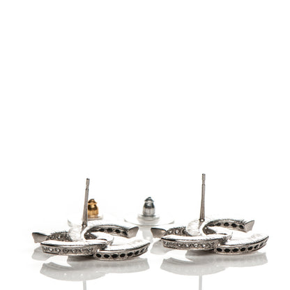 Chanel Crystal CC Earrings Silver Black 6 of 7