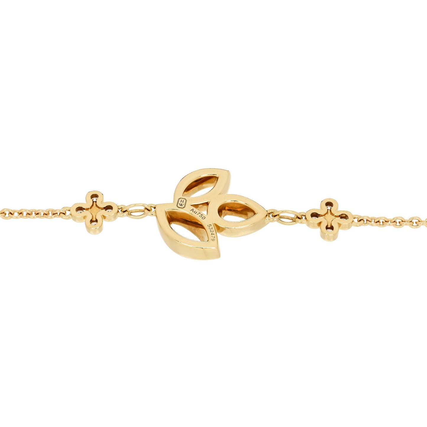18K Yellow Gold Diamond Lily Cluster Bracelet