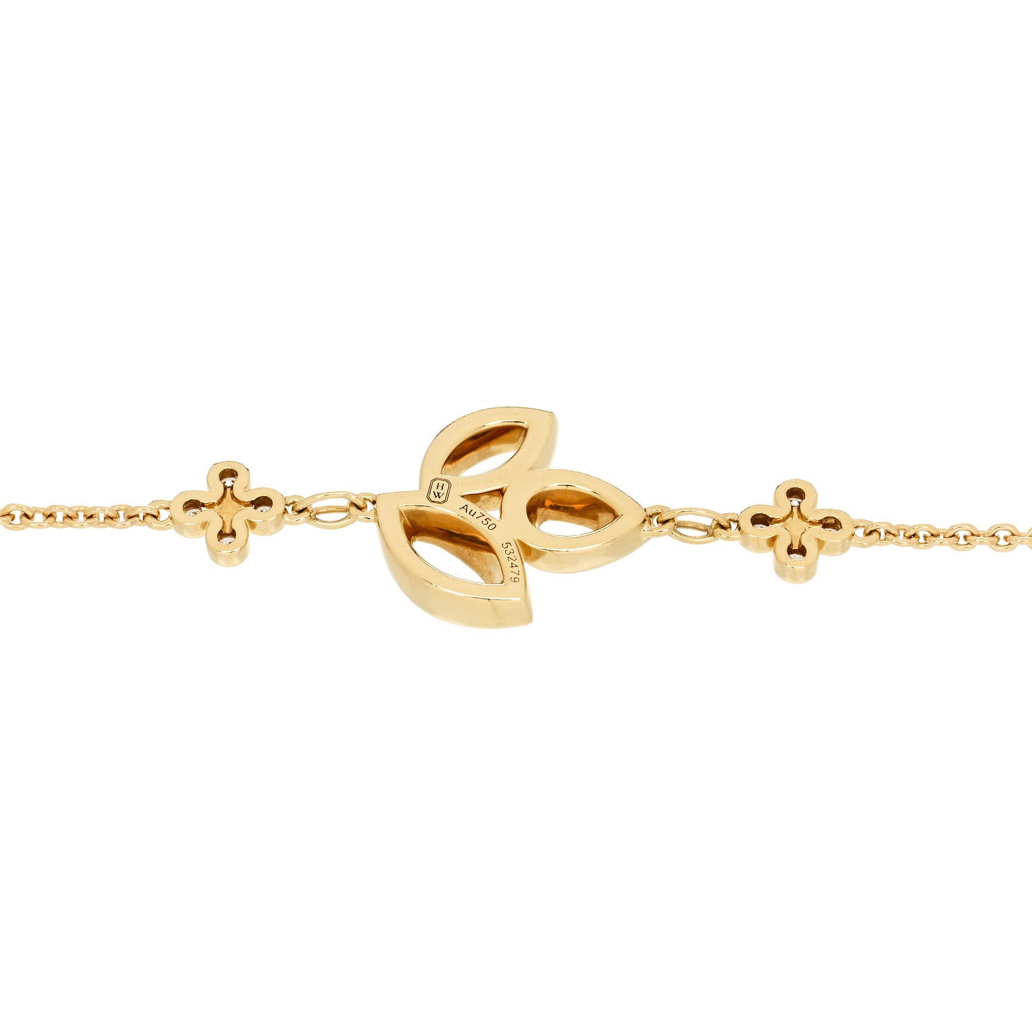 Harry Winston 18K Yellow Gold Diamond Lily Cluster Bracelet 3 of 4