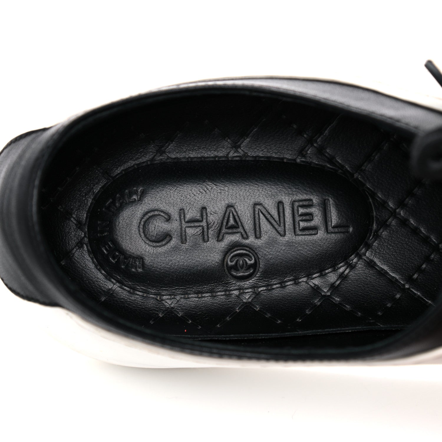 Chanel Calfskin Womens CC Sneakers 39.5 Black White 7 of 16
